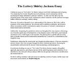 essay about the lottery by shirley jackson
